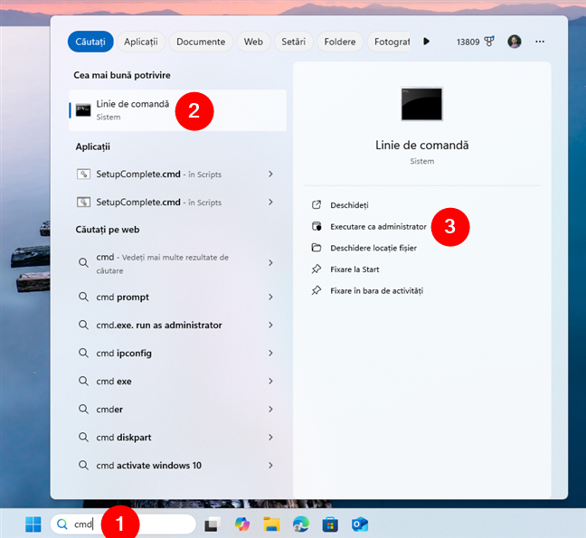 Deschide CMD ca administrator în Windows 11