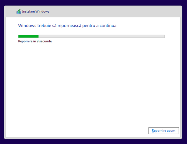 Windows trebuie sÄƒ reporneascÄƒ pentru a continua