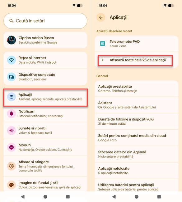 Deschide Set&Auml;ri > Aplica&Egrave;ii