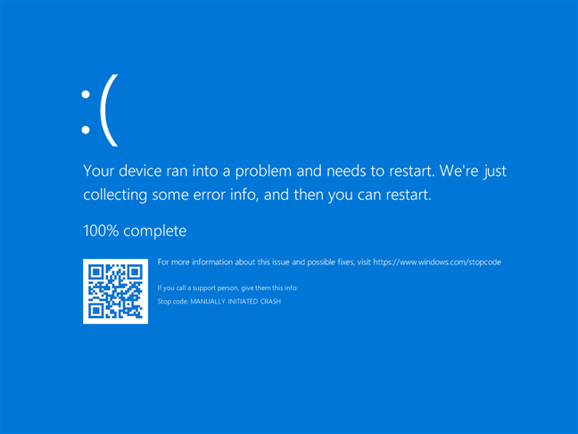 Un ecran BSOD declanÈat manual cu tastatura
