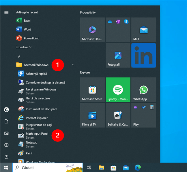 Cum deschizi Math Input Panel Ã®n Windows 10 din Meniul Start