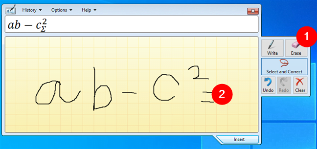 Cum È™tergi o greÈ™ealÄƒ Ã®n Math Input Panel