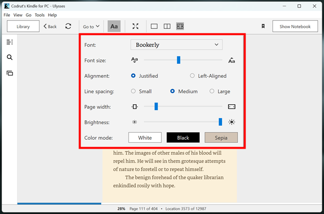 SchimbÄ cum aratÄ e-bookul în aplicaÈia Kindle pentru PC