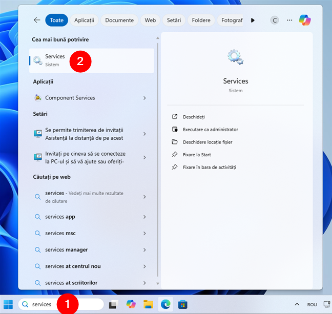 Cum deschizi Services Ã®n Windows 11