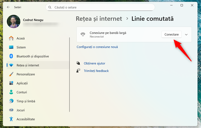 O conexiune PPPoE în Windows 11