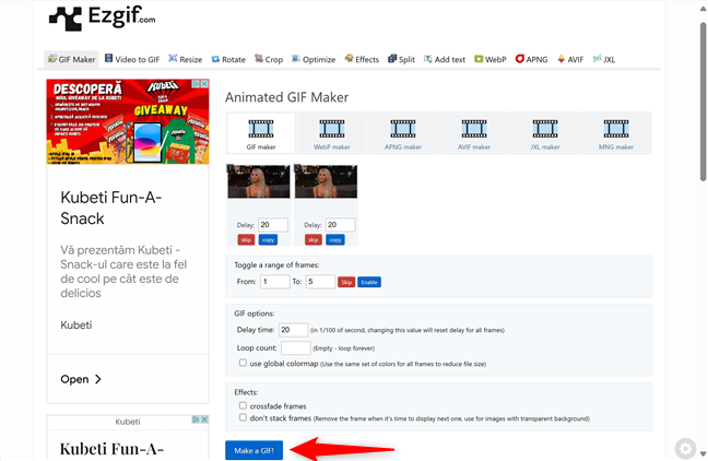 Cum faci un GIF din imaginile tale
