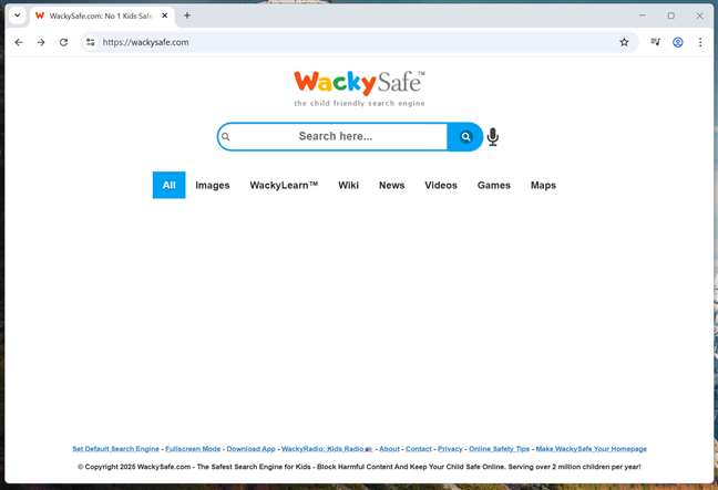 WackySafe este un motor de cÄutare sigur pentru copii