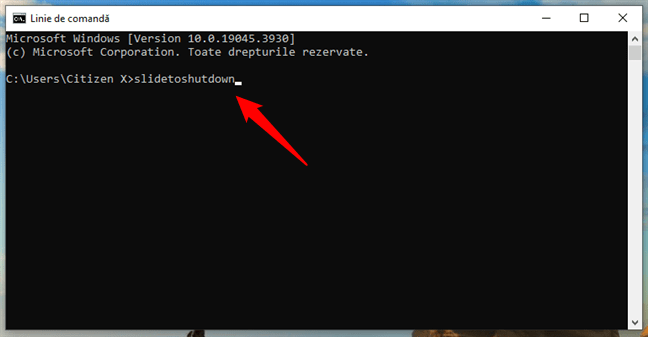 Cum Ã®nchizi Windows 10 folosind comanda slidetoshutdown