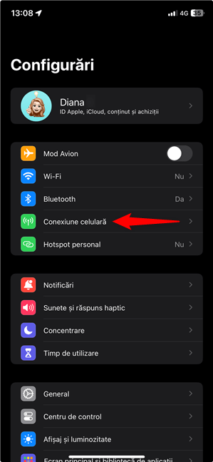 AcceseazÄƒ Conexiune celularÄƒ pe iPhone