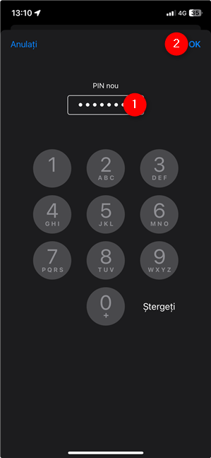 Introdu codul PIN nou al cartelei SIM din iPhone
