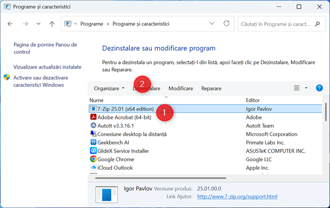 Alege programul din listÄƒ