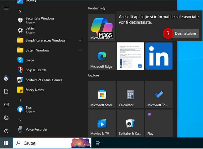 ApasÄƒ din nou pe Dezinstalare
