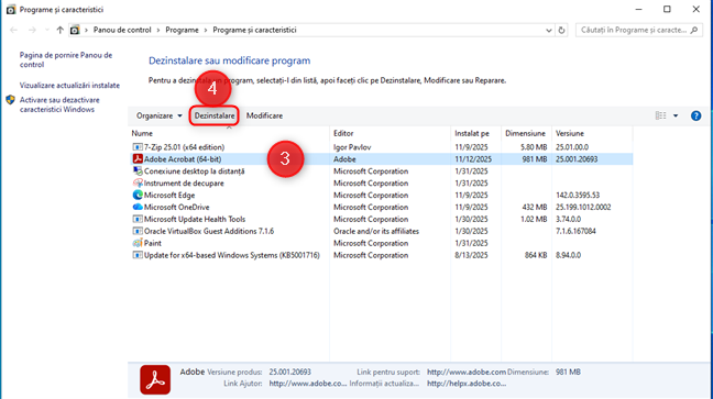 EliminÄƒ aplicaÈ›ia din Programe È™i caracteristici