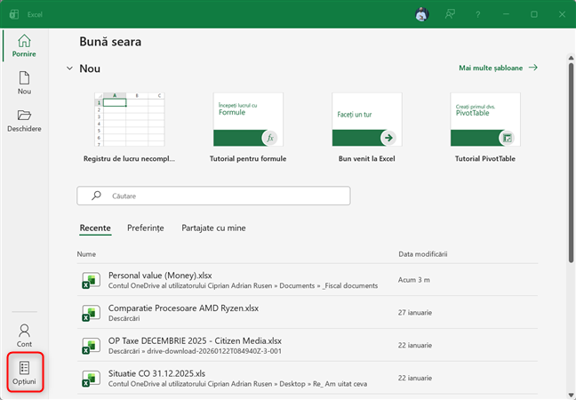 D&Auml; clic pe Op&Egrave;iuni