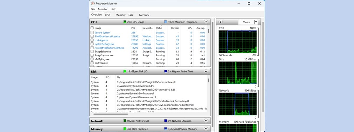 12 metode de a deschide Resource Monitor (Monitor de resurse)