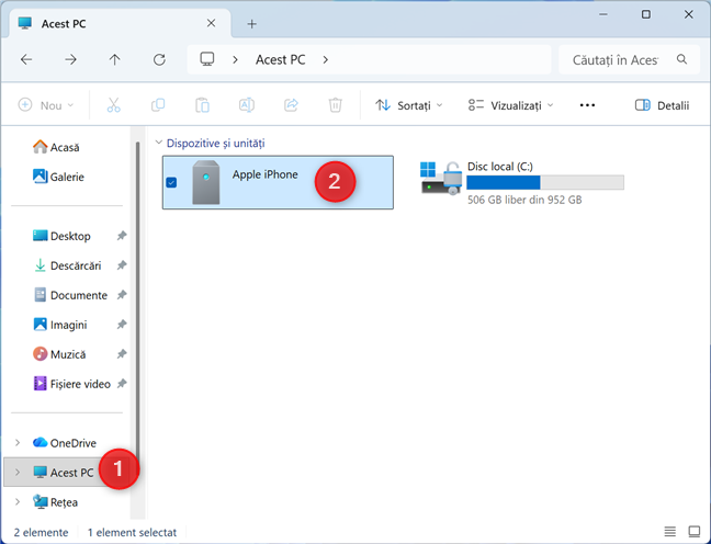 &Atilde;n Explorer, acceseaz&Auml; Acest PC > Apple iPhone