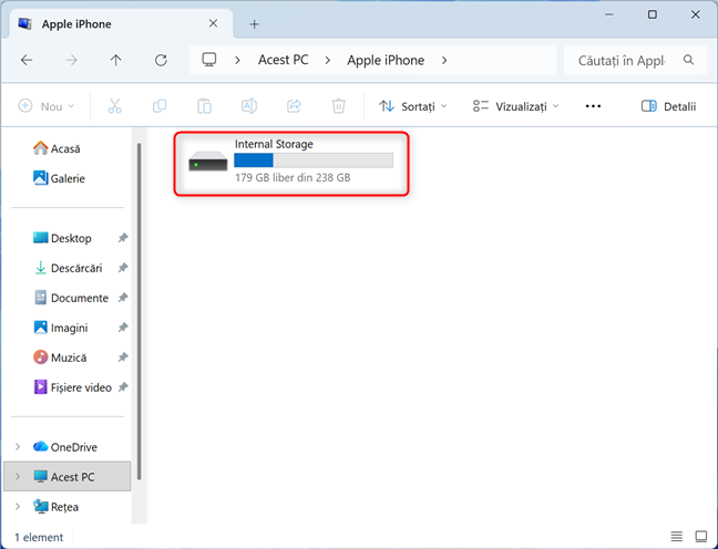 Deschide Internal Storage