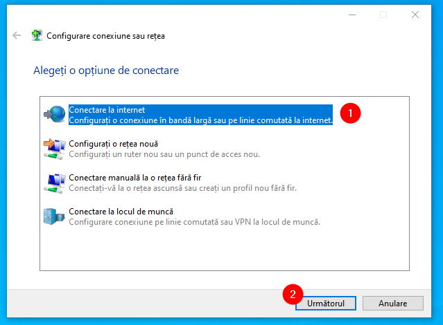 Conectare la internet