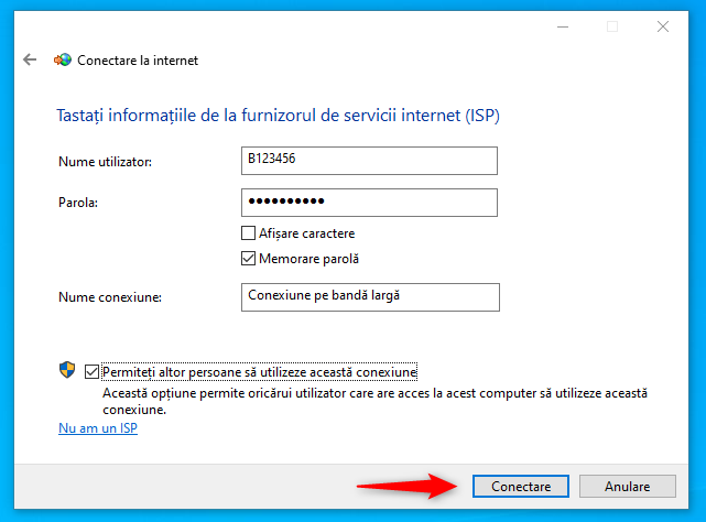Stabilirea conexiunii PPPoE
