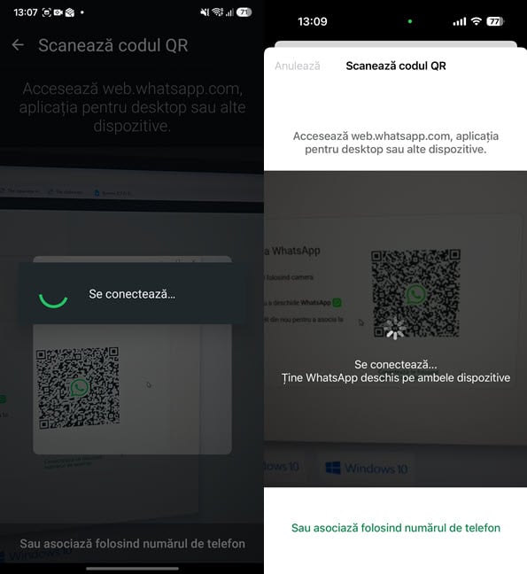 ScaneazÄ codul QR afiÈat de WhatsApp