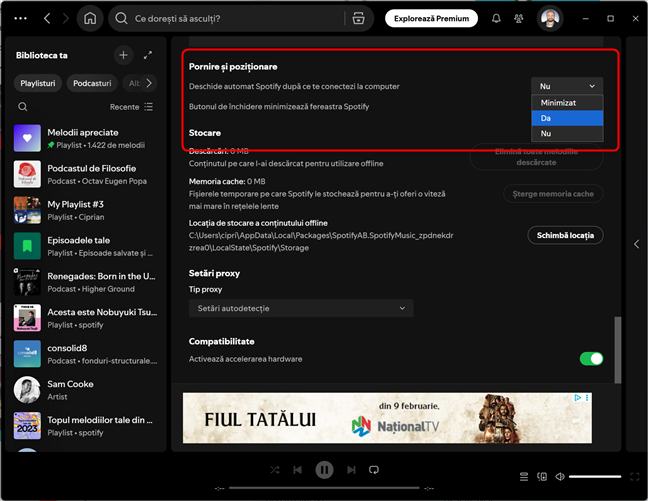 Activeaz&Auml; setarea pentru pornirea la startup