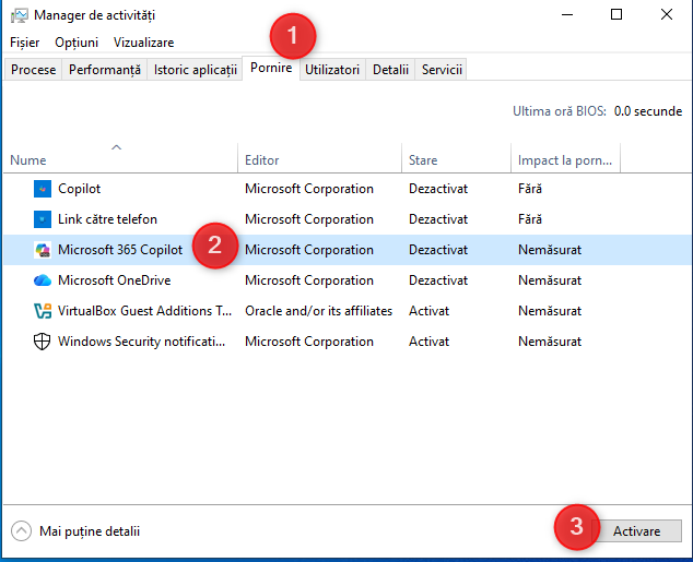 Activeaz&Auml; un program la startup &Atilde;&reg;n Windows 10