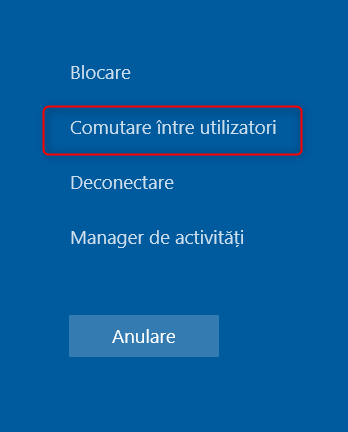 Alege Comutare Ã®ntre utilizatori pe ecranul Ctrl Alt Delete