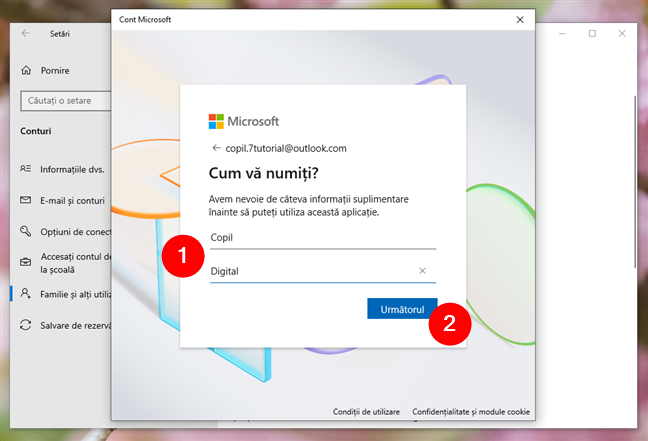 Introdu numele copilului