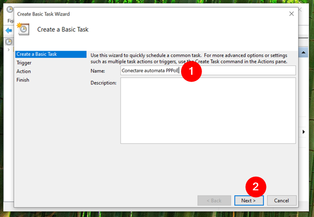 Alege un nume pentru activitatea automatizat&Auml; de conectare PPPoE