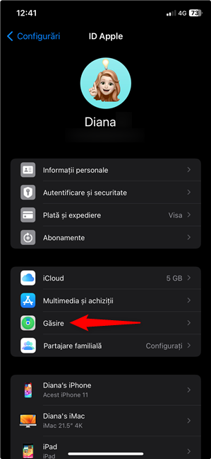 AcceseazÄ setÄrile pentru GÄsire de pe iPhone