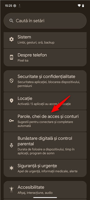 AcceseazÄ Parole, chei de acces Èi conturi