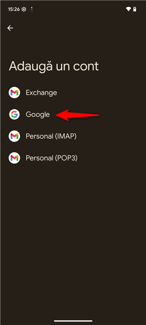 Alege Google din listÄ