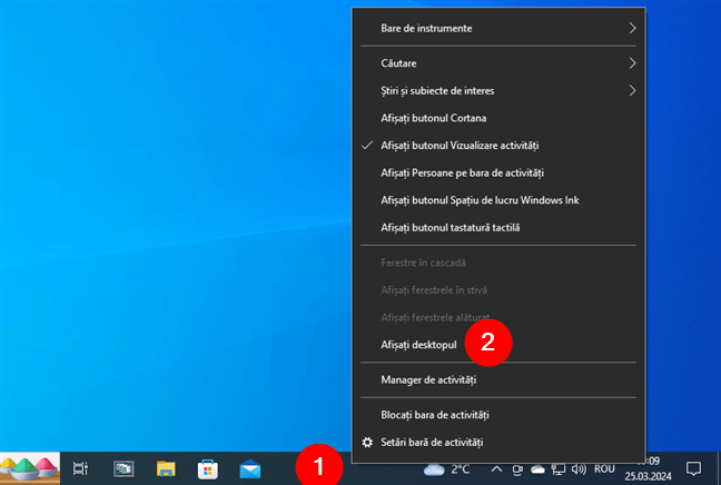 DÄƒ clic dreapta pe o zonÄƒ liberÄƒ, apoi apasÄƒ pe AfiÈ™aÈ›i desktopul Ã®n Windows 10