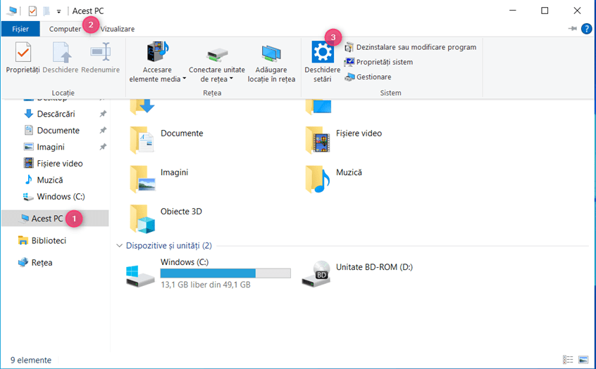 Deschide SetÄƒri din File Explorer