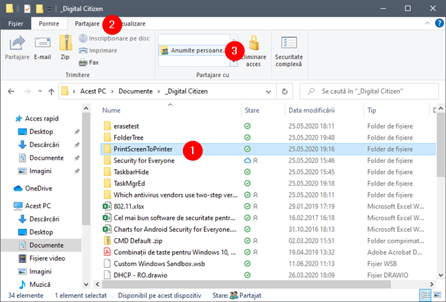 Partajare cu Anumite persoane, în File Explorer