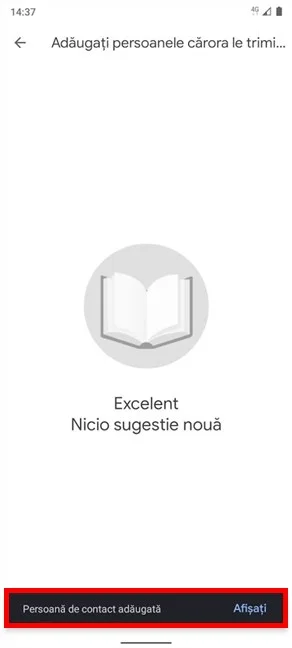 Persoana de contact este adăugată