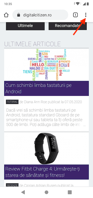 Apasă Mai mult în Chrome pentru Android