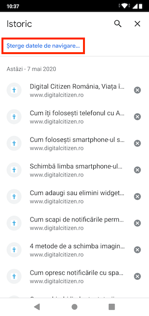 Apasă pe Șterge datele de navigare