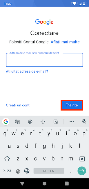 Conectează-te folosind contul Google