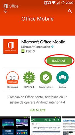 Android, Microsoft, Office, Word, Excel, PowerPoint, Google, Play, aplicatii, instalare, setare