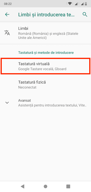 Apasă pe Tastatură virtuală