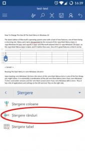 Android, Microsoft, Word, tabele, inserare, editare, modificare, adaugare