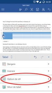 Android, Microsoft, Word, tabele, inserare, editare, modificare, adaugare