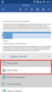 Android, Microsoft, Word, tabele, inserare, editare, modificare, adaugare