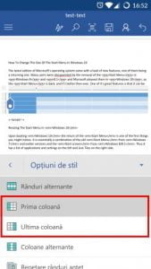Android, Microsoft, Word, tabele, inserare, editare, modificare, adaugare