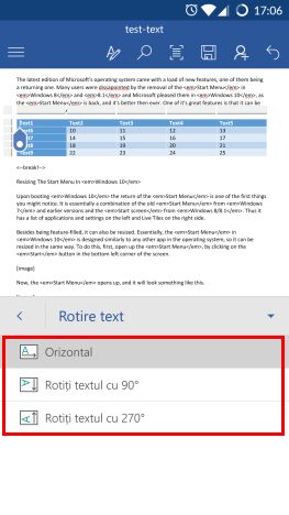 Android, Microsoft, Word, tabele, inserare, editare, modificare, adaugare