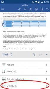 Android, Microsoft, Word, tabele, inserare, editare, modificare, adaugare