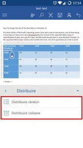 Android, Microsoft, Word, tabele, inserare, editare, modificare, adaugare