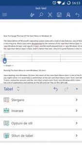 Android, Microsoft, Word, tabele, inserare, editare, modificare, adaugare