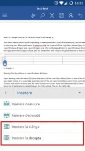 Android, Microsoft, Word, tabele, inserare, editare, modificare, adaugare
